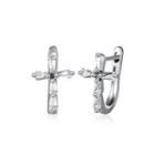 Fashion Elegant Cross Earrings With Austrian Element Crystal Silver - One Size