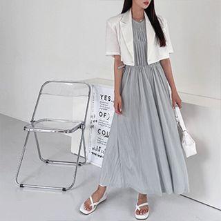 Sleeveless Smocked Panel Maxi Dress
