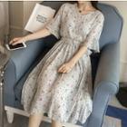 V-neck Print Short-sleeve Dress