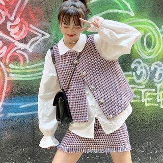 Plaid Vest / Shirt / Mini Skirt