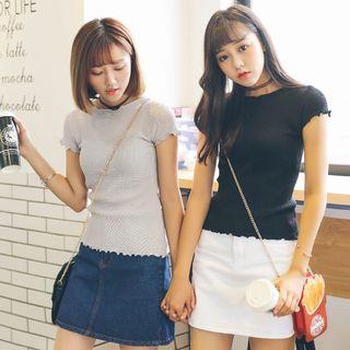 Plain Short Sleeve Knit Top