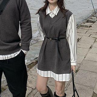 Couple Matching Mock Two Piece Sweater / Shirt