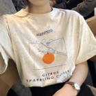 Short-sleeve Orange Print T-shirt