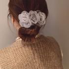 Flower Mesh Hair Clip Silver Gray - One Size