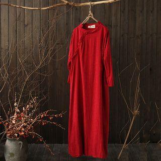 Embroidered Long Sleeve Maxi Dress