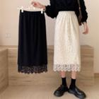 Reversible Lace Knit Midi A-line Skirt