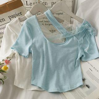 Asymmetrical Patchwork Crop Top