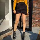 Band-waist Shirred Mini Skirt