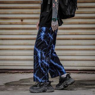 Thunder Print Wide Leg Pants