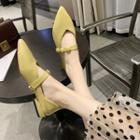 Pointed Mary Jane Low Heel Pumps