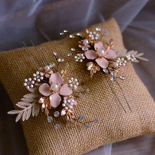 Wedding Faux Pearl Branches Hair Stick Gold - One Size