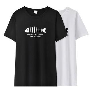 Fish Bone Print Short-sleeve T-shirt
