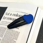 Heart Faux Leather Hair Clip Type A - Blue - One Size
