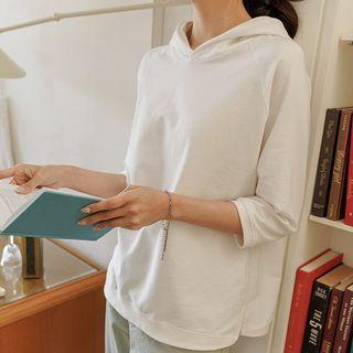 Plain Raglan 3/4-sleeve Hoodie