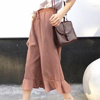 Frill Hem Wide Leg Pants