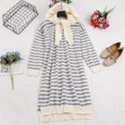 Hooded Striped Knit Midi Dress
