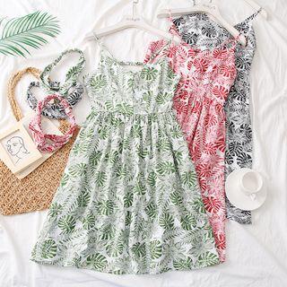 Leaves-print Sundress With Headband