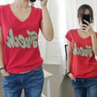 Fresh Distressed Lettering-patch T-shirt