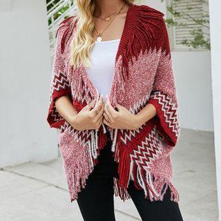 Fringed Paneled Cardigan
