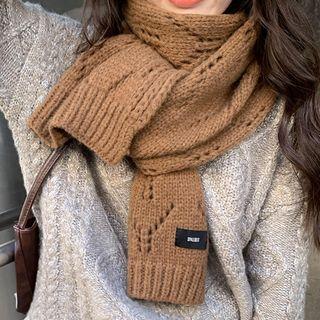 Applique Eyelet Knit Scarf
