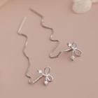 Bow Sterling Silver Dangle Earring 1 Pair - Silver - One Size