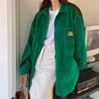 Tiger Embroidered Corduroy Shirt Jacket