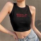 Lettering Embroidered Camisole Tank Top