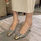 Checker Print Slingback High Heel Sandals