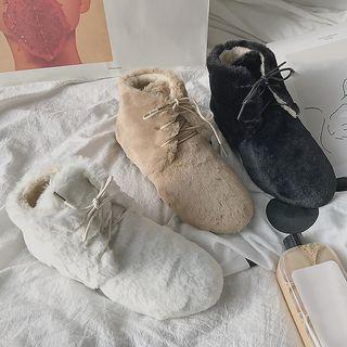 Furry Lace-up Ankle Boots