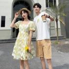 Couple Matching Short-sleeve T-shirt / Dress / Shorts / Set