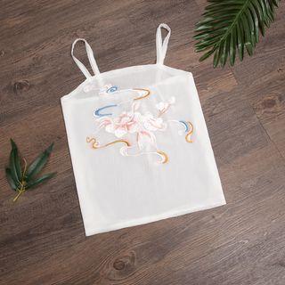 Traditional Chinese Sleeveless Embroidered Top