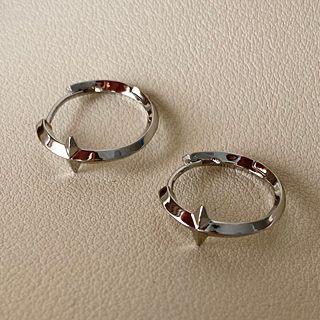 Star Stainless Steel Hoop Earring K23 - 1 Pair - Silver - One Size