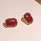 Resin Alloy Earring 1 Pair - Wine Red & Gold - One Size