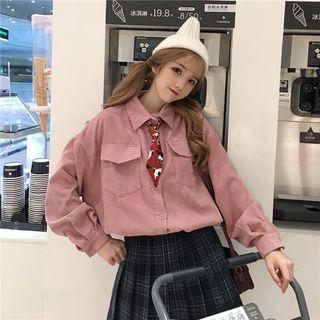 Corduroy Oversize Shirt With Tie