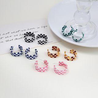 Check Mini Open Hoop Earring