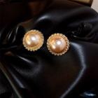 Faux Pearl Earring 1 Pair - Rose Gold Faux Pearl - Gold - One Size