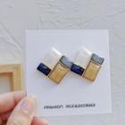 Color Panel Square Stud Earring