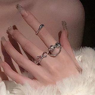 Rhinestone Alloy Open Ring (various Designs) / Set