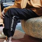 Lettering Print High-waist Cropped Pants