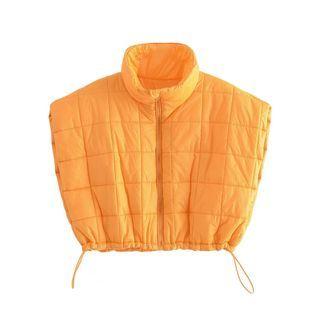 Mock-neck Quilted Zip Cropped Vest