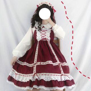 Lace Trim Strappy A-line Dress / Blouse