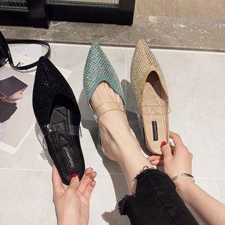 Pointy Toe Rhinestone Flat Mules
