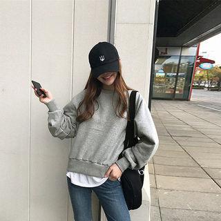 Shirred-sleeve Brushed-fleece Lined Sweatshirt