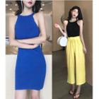 Halter Knitted Dress / Halter Knitted Tank Top / Cropped Wide-leg Pants