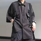Striped Short-sleeve Shirt Black - One Size