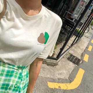 Pear Print Cotton T-shirt