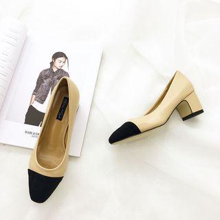 Chunky Heel Panel Pumps