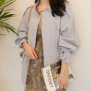 Puff-sleeve Linen Parka