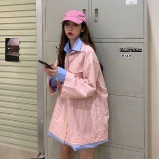 Couple Matching Long-sleeve Mock-two Piece Shirt