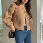 Puff-shoulder Square-neck Woven Jacket